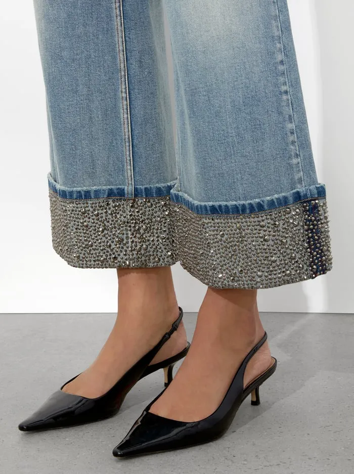 Pants Women Alice Olivia Weezy Embellished Jean Sierra Light Blue