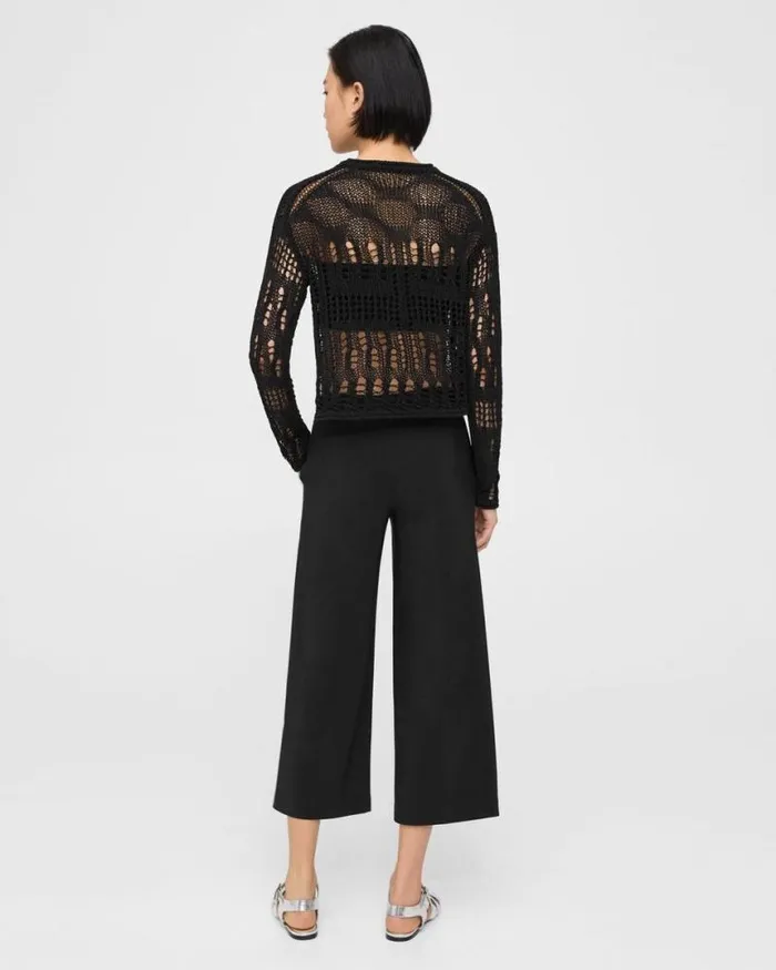 Pants Women Theory Cropped WideLeg Pant In Precision Ponte Black Pants Women Theory Cropped WideLeg Pant In Precision Ponte Black