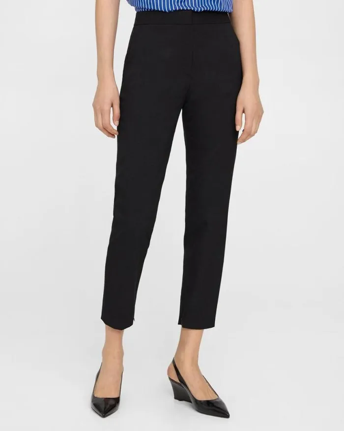 Pants Women Theory Fitted Pant In Textured Gabardine Black Pants Women Theory Fitted Pant In Textured Gabardine Black
