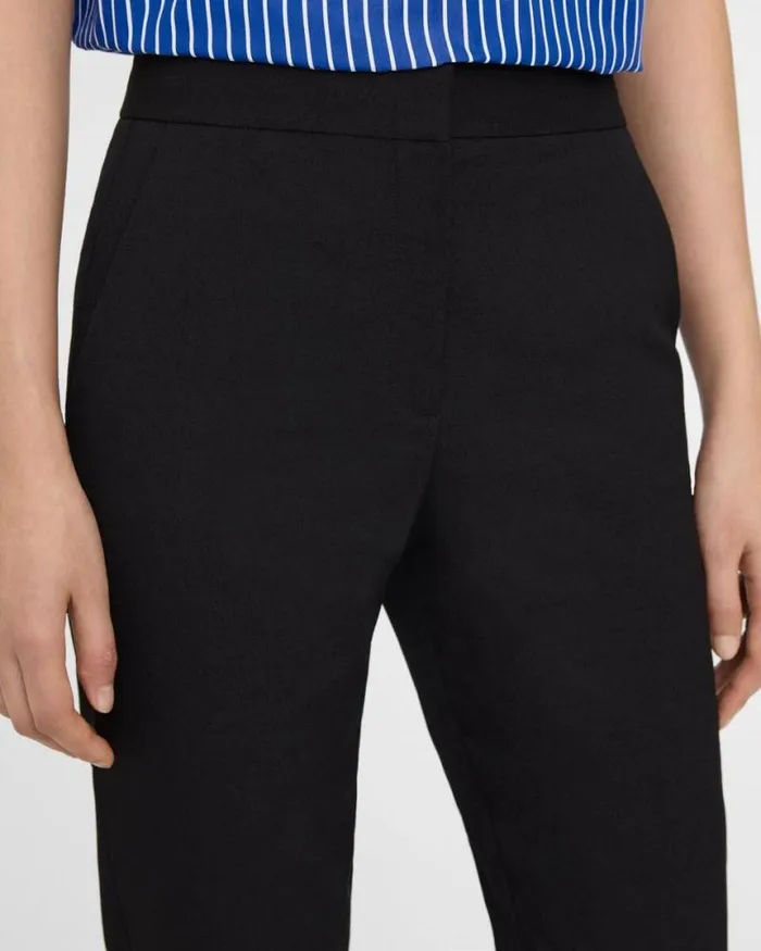 Pants Women Theory Fitted Pant In Textured Gabardine Black Pants Women Theory Fitted Pant In Textured Gabardine Black