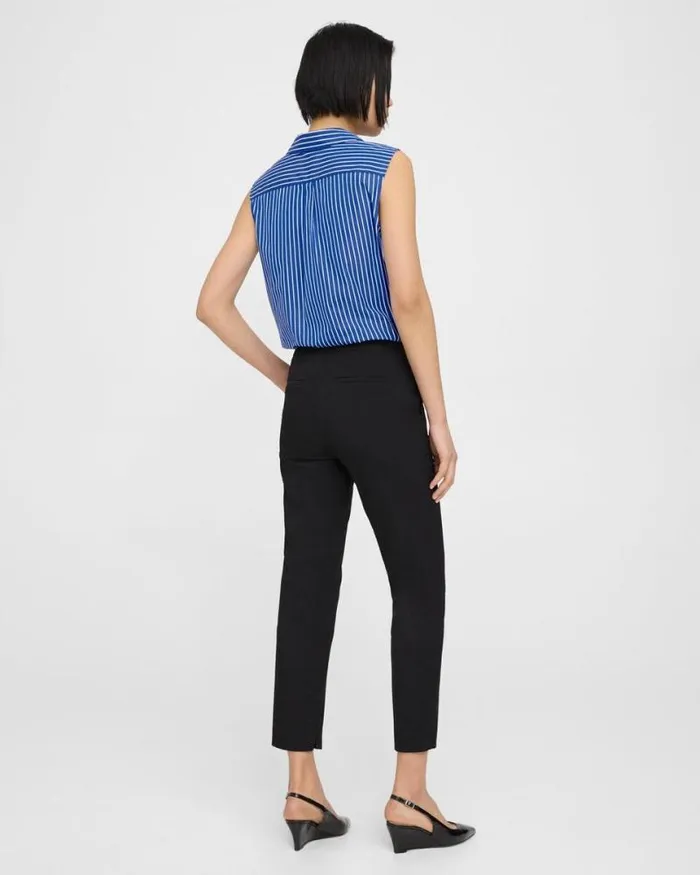 Pants Women Theory Fitted Pant In Textured Gabardine Black Pants Women Theory Fitted Pant In Textured Gabardine Black