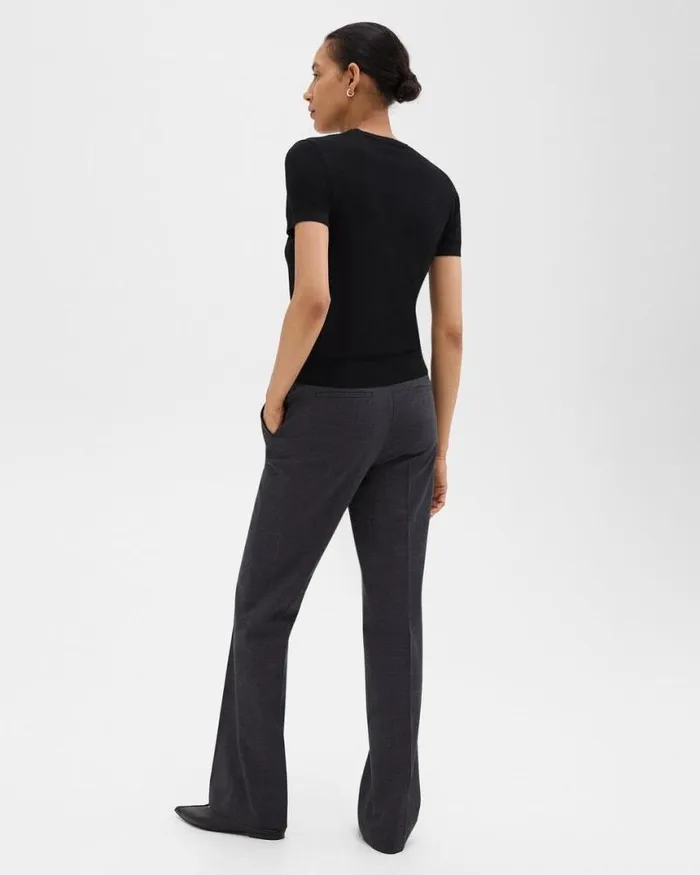 Pants Women Theory Flared Pant In Good Wool Charcoal Melange
