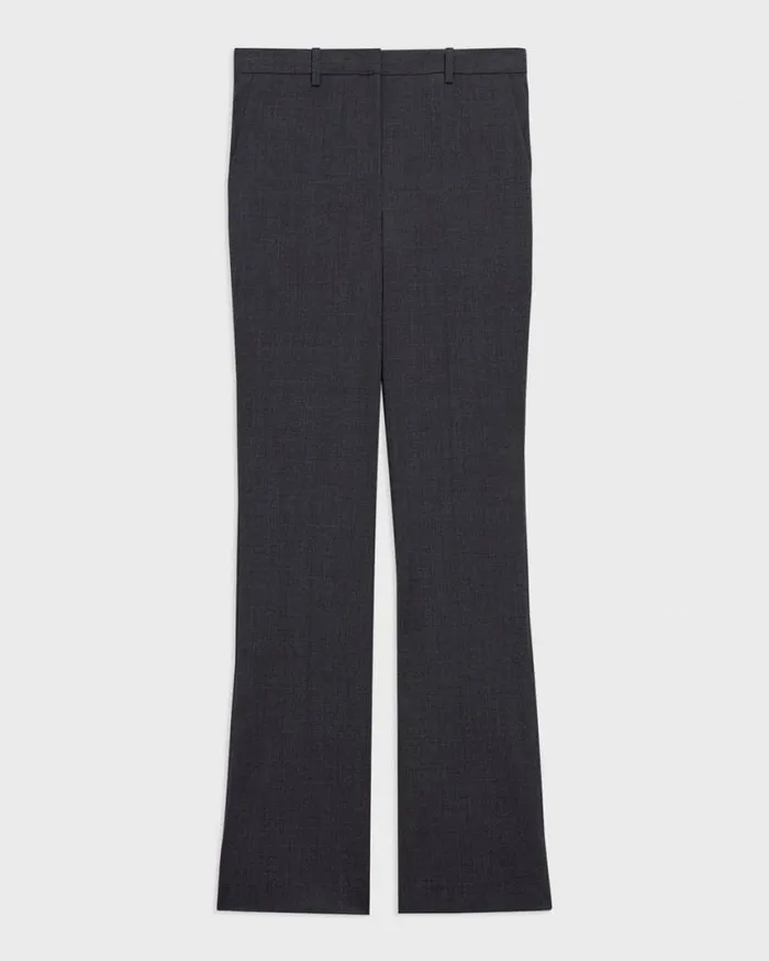 Pants Women Theory Flared Pant In Good Wool Charcoal Melange