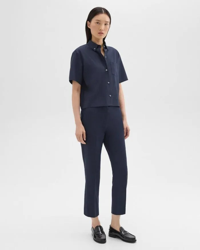 Pants Women Theory HighWaist Slim Crop Pant In Oxford Wool Nocturne Navy Pants Women Theory HighWaist Slim Crop Pant In Oxford Wool Nocturne Navy