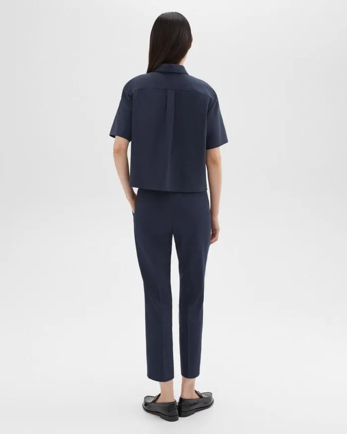 Pants Women Theory HighWaist Slim Crop Pant In Oxford Wool Nocturne Navy Pants Women Theory HighWaist Slim Crop Pant In Oxford Wool Nocturne Navy