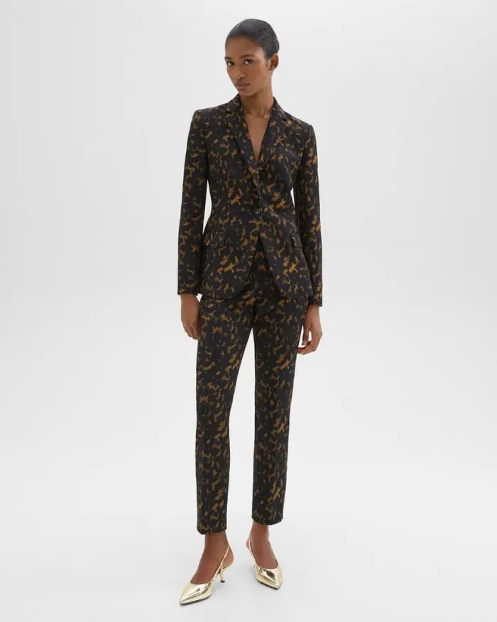 Pants Women Theory HighWaist Slim Crop Pant In Tortoiseshell Printed Crepe Dark Brown Multi Pants Women Theory HighWaist Slim Crop Pant In Tortoiseshell Printed Crepe Dark Brown Multi