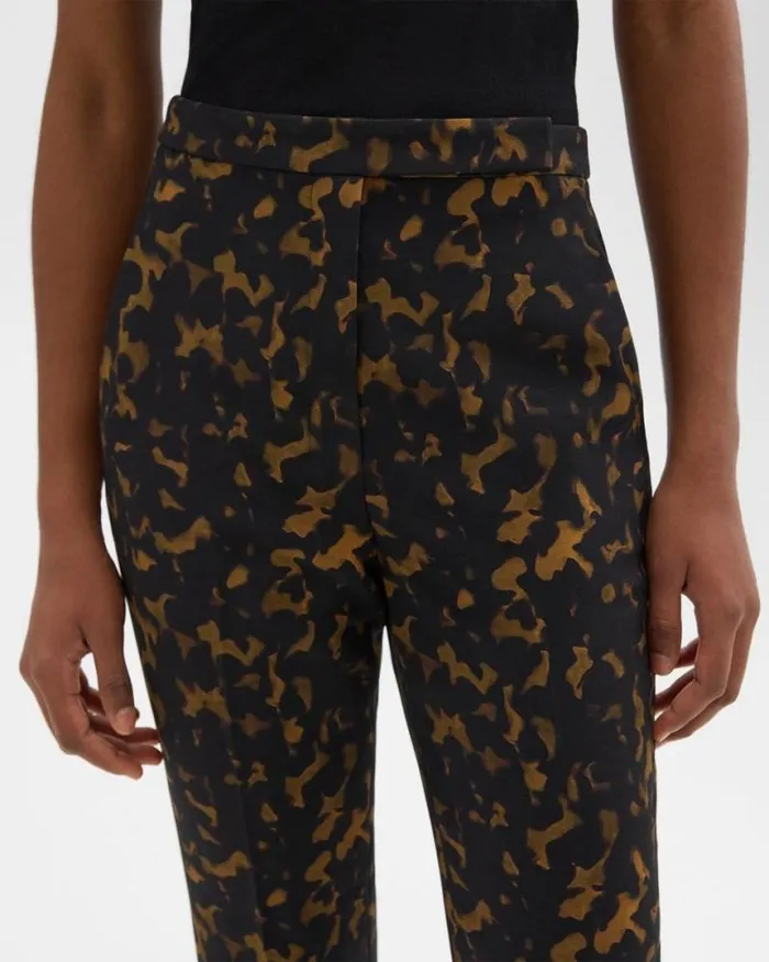 Pants Women Theory HighWaist Slim Crop Pant In Tortoiseshell Printed Crepe Dark Brown Multi Pants Women Theory HighWaist Slim Crop Pant In Tortoiseshell Printed Crepe Dark Brown Multi