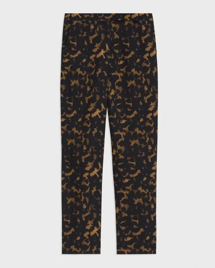 Pants Women Theory HighWaist Slim Crop Pant In Tortoiseshell Printed Crepe Dark Brown Multi Pants Women Theory HighWaist Slim Crop Pant In Tortoiseshell Printed Crepe Dark Brown Multi