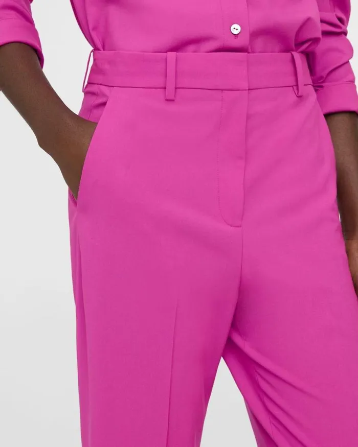 Pants Women Theory HighWaist StraightLeg Pant In Good Wool Carnation