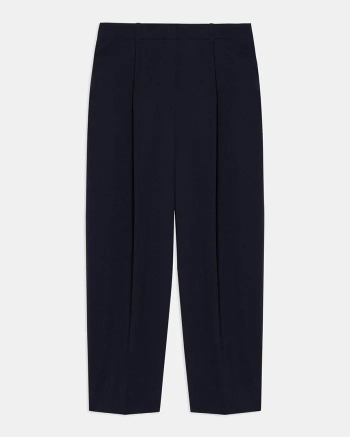 Pants Women Theory Pleated Carrot Pant In Good Wool New Navy