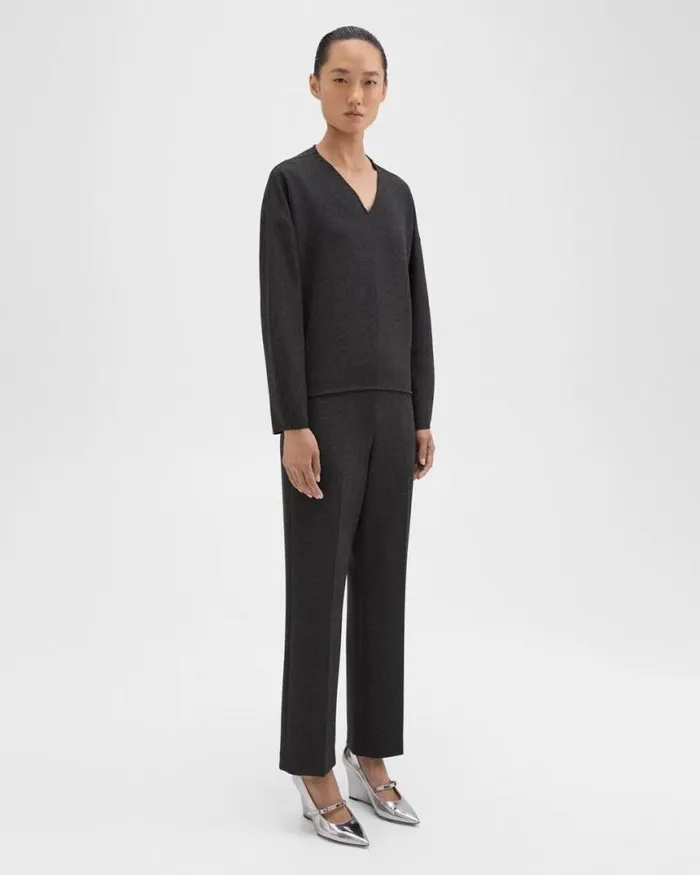 Pants Women Theory PullOn Pant In DoubleKnit Jersey Charcoalblack Pants Women Theory PullOn Pant In DoubleKnit Jersey Charcoalblack