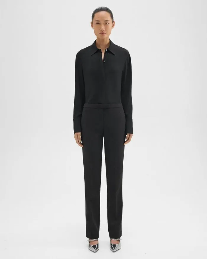 Pants Women Theory Slim LowRise Pant In Double Weave Black