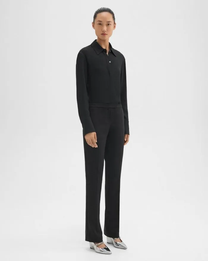 Pants Women Theory Slim LowRise Pant In Double Weave Black Pants Women Theory Slim LowRise Pant In Double Weave Black