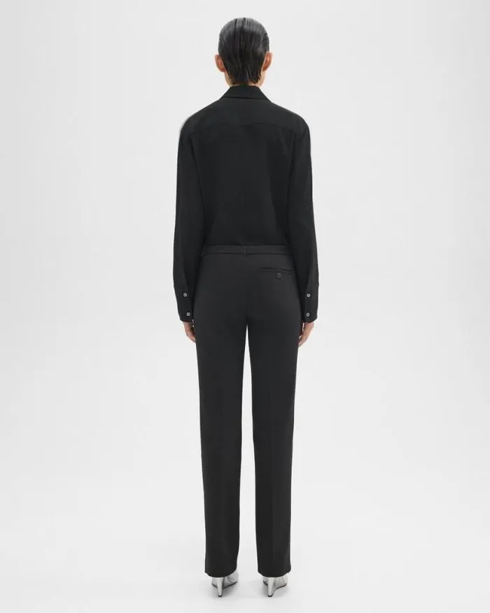 Pants Women Theory Slim LowRise Pant In Double Weave Black Pants Women Theory Slim LowRise Pant In Double Weave Black