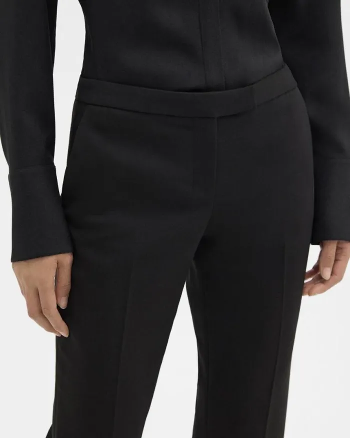 Pants Women Theory Slim LowRise Pant In Double Weave Black Pants Women Theory Slim LowRise Pant In Double Weave Black