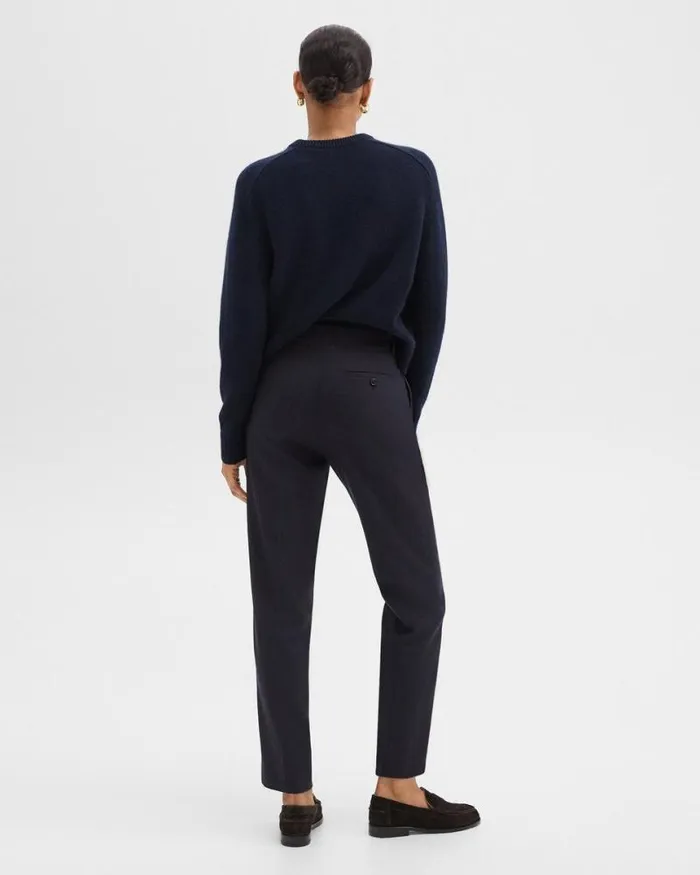 Pants Women Theory Tapered HighWaist Pant In Sleek Flannel Navy