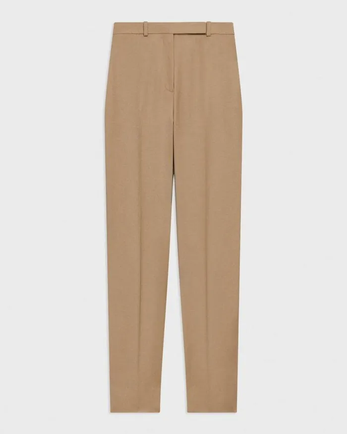 Pants Women Theory Tapered HighWaist Pant In Sleek Flannel New Camel