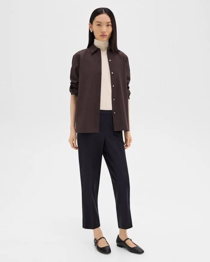 Pants Women Theory Treeca PullOn Pant In Sleek Flannel Navy