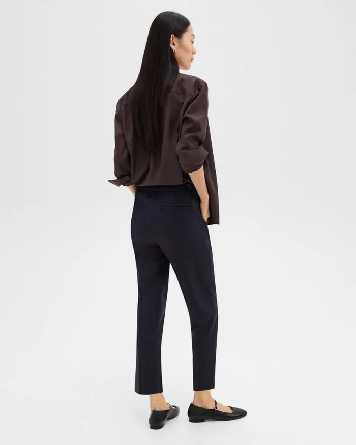 Pants Women Theory Treeca PullOn Pant In Sleek Flannel Navy