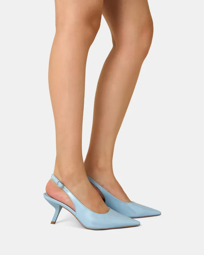 Party Women NOVO Shoes ZINDY SKY BLUE PATENT Low Heels