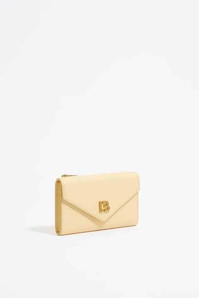 Pastel Yellow Leather Flap Coin Pursecard Holder Pastel Yellow Women Bimba Y Lola Wallets And Coin Purses