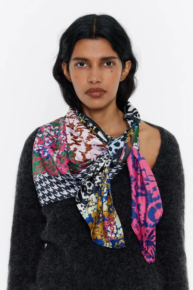 Patchwork Prints Scarf Pink Women Bimba Y Lola Scarves Patchwork Prints Scarf Pink Women Bimba Y Lola Scarves