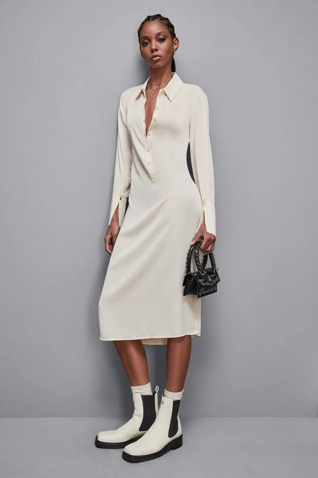 Patrizia Pepe Dresses Essential Twill Sash Dress Beige 8211 Women