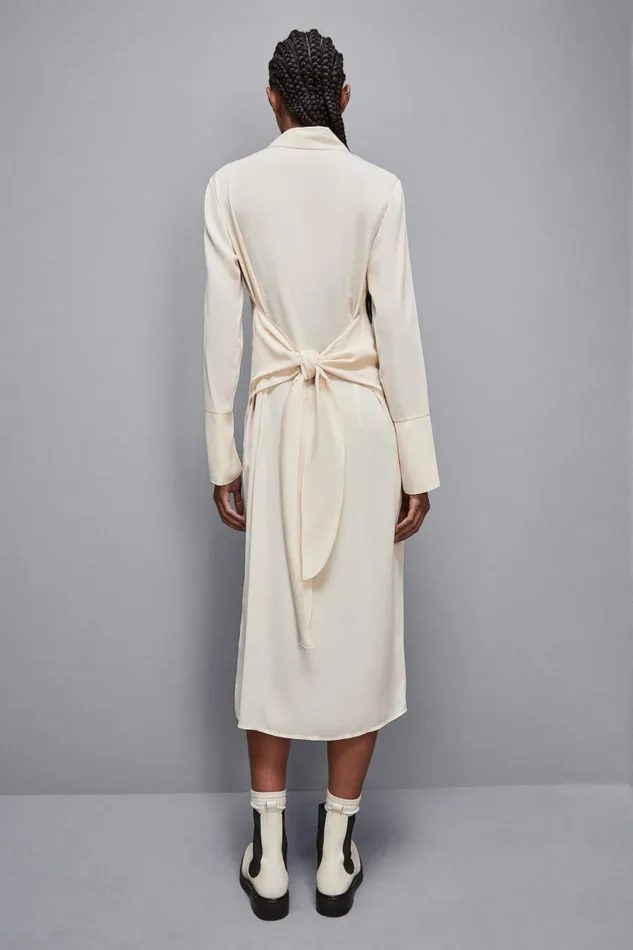 Patrizia Pepe Dresses Essential Twill Sash Dress Beige 8211 Women