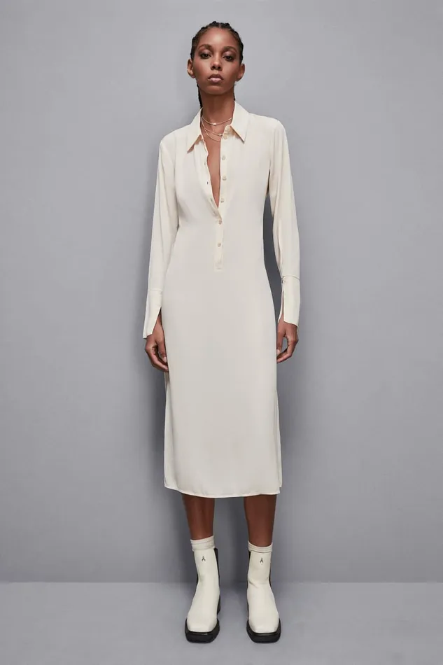 Patrizia Pepe Dresses Essential Twill Sash Dress Beige 8211 Women