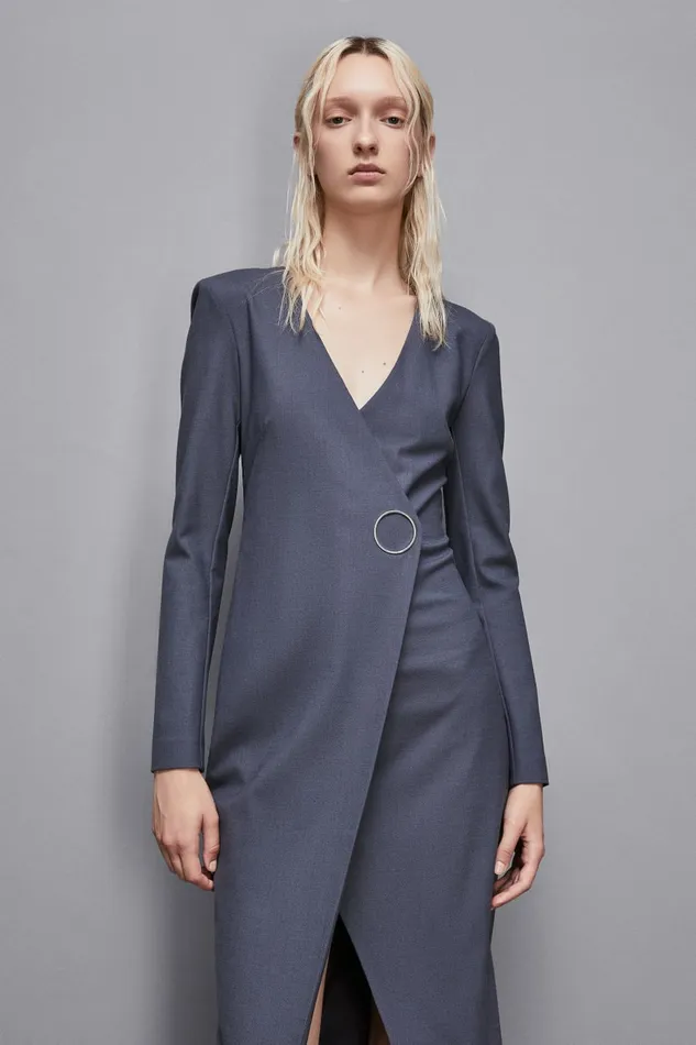 Patrizia Pepe Dresses Essential Wool Slim Fit Dress Grey 8211 Women