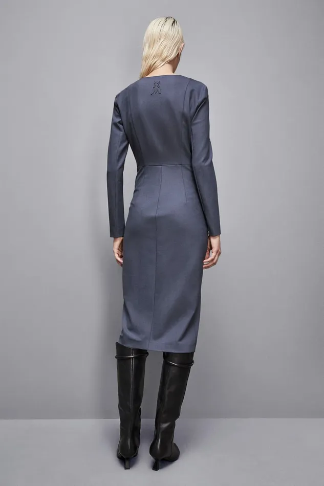 Patrizia Pepe Dresses Essential Wool Slim Fit Dress Grey 8211 Women