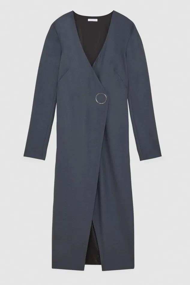 Patrizia Pepe Dresses Essential Wool Slim Fit Dress Grey 8211 Women