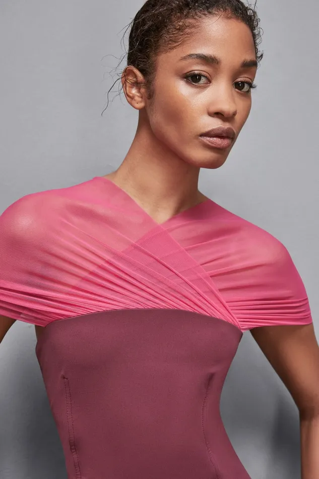 Patrizia Pepe Dresses Jersey And Tulle Mini Dress Pink 8211 Women