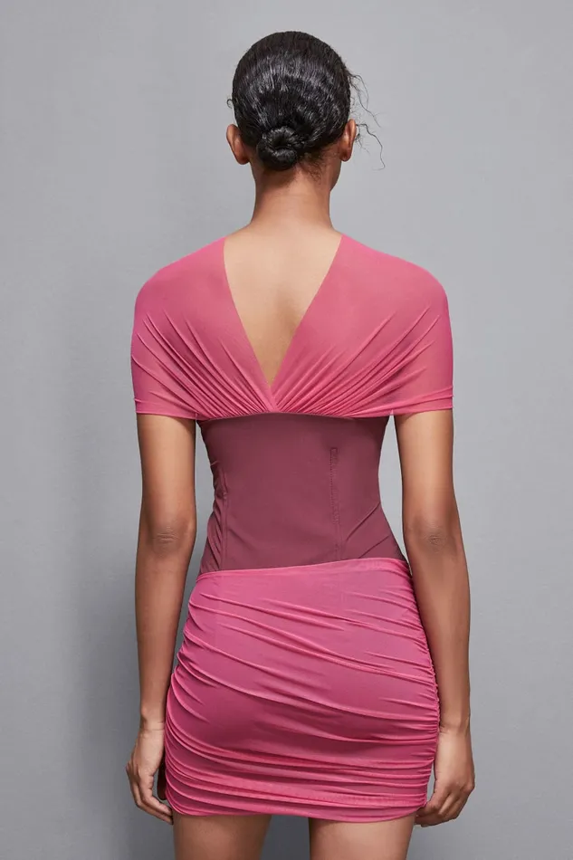 Patrizia Pepe Dresses Jersey And Tulle Mini Dress Pink 8211 Women