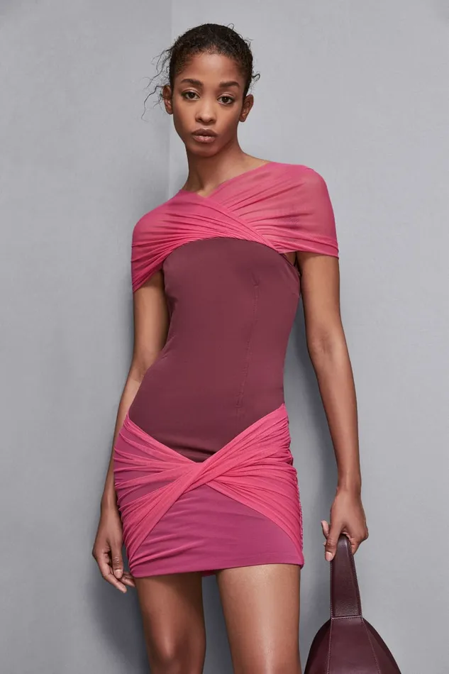 Patrizia Pepe Dresses Jersey And Tulle Mini Dress Pink 8211 Women