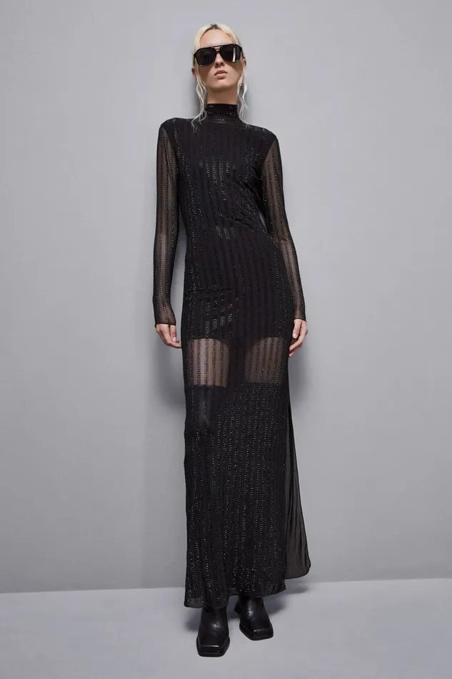 Patrizia Pepe Dresses LongSleeved Dress With Rhinestones Black 8211 Women