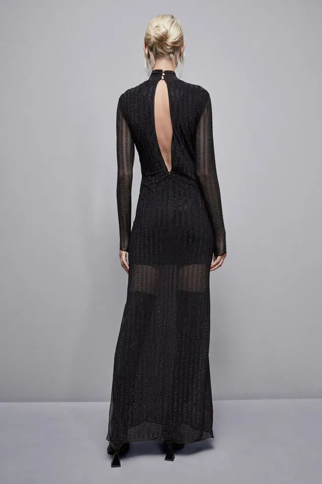Patrizia Pepe Dresses LongSleeved Dress With Rhinestones Black 8211 Women