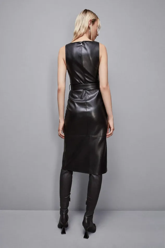 Patrizia Pepe Dresses Midi Dress In Coated Fabric Black 8211 Women