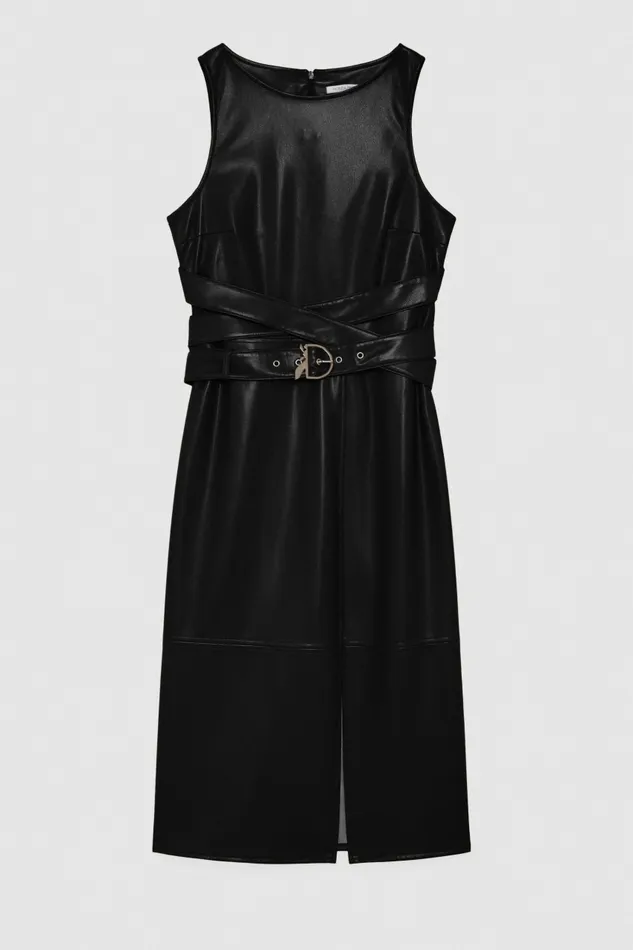 Patrizia Pepe Dresses Midi Dress In Coated Fabric Black 8211 Women