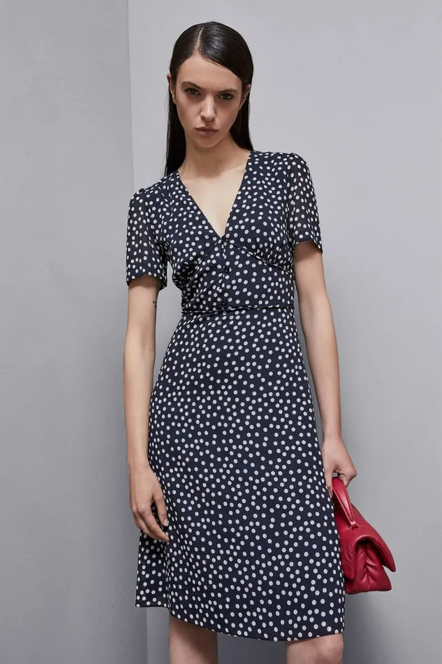 Patrizia Pepe Dresses Patterned Georgette Midi Dress Blue 8211 Women