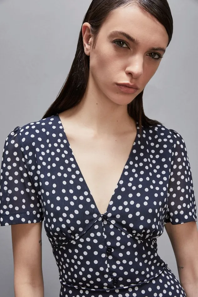 Patrizia Pepe Dresses Patterned Georgette Midi Dress Blue 8211 Women
