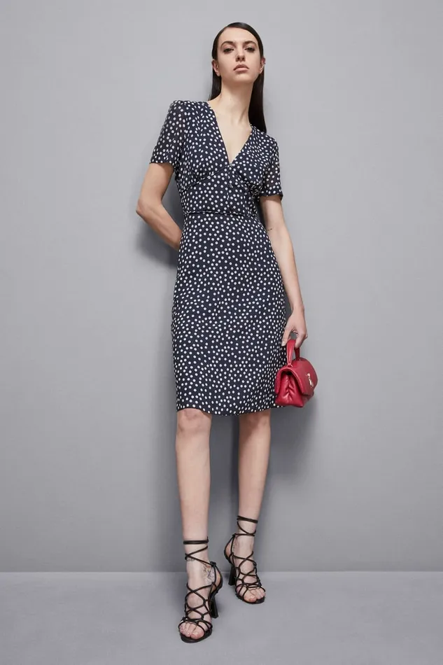 Patrizia Pepe Dresses Patterned Georgette Midi Dress Blue 8211 Women
