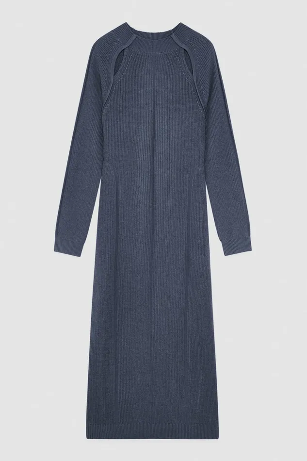 Patrizia Pepe Dresses Wool Blend Midi Dress Grey 8211 Women