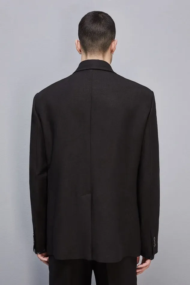 Patrizia Pepe Jackets Regular DoubleBreasted Linen And Viscose Blend Jacket Black 8211 Men