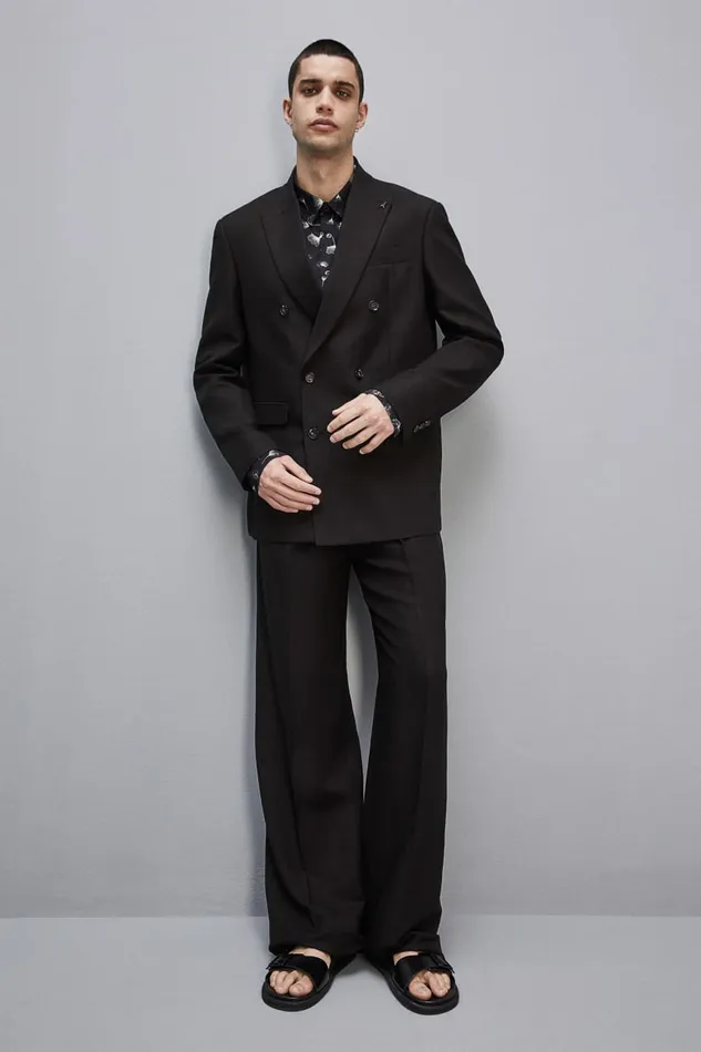 Patrizia Pepe Jackets Regular DoubleBreasted Linen And Viscose Blend Jacket Black 8211 Men