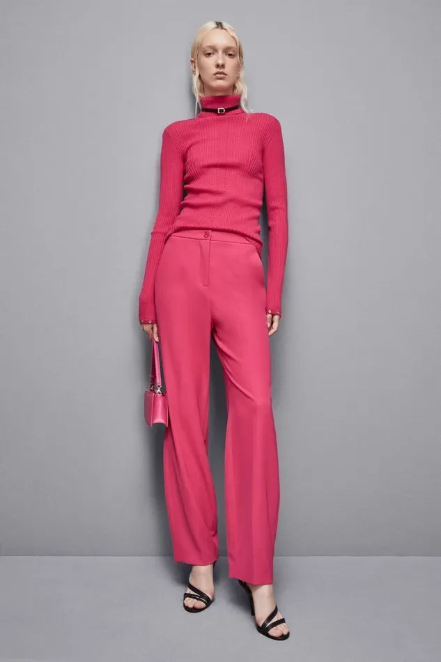 Patrizia Pepe Knitwear Essential Wool Turtleneck Sweater Pink 8211 Women