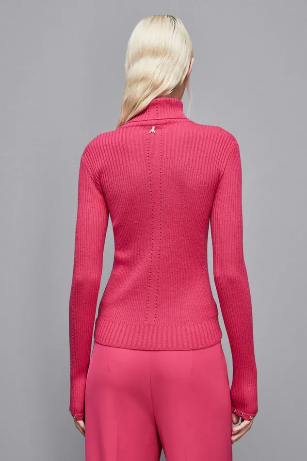 Patrizia Pepe Knitwear Essential Wool Turtleneck Sweater Pink 8211 Women