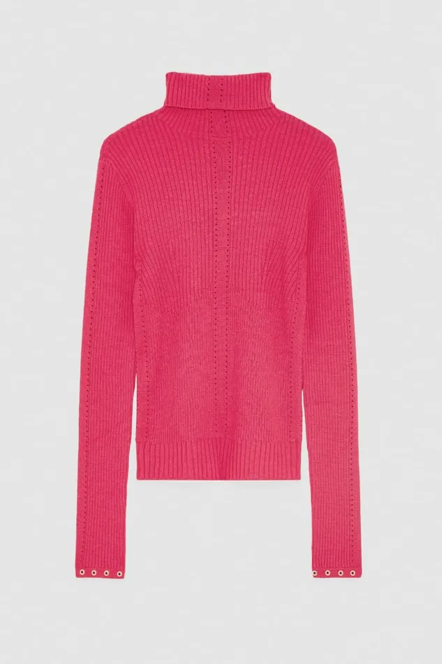 Patrizia Pepe Knitwear Essential Wool Turtleneck Sweater Pink 8211 Women