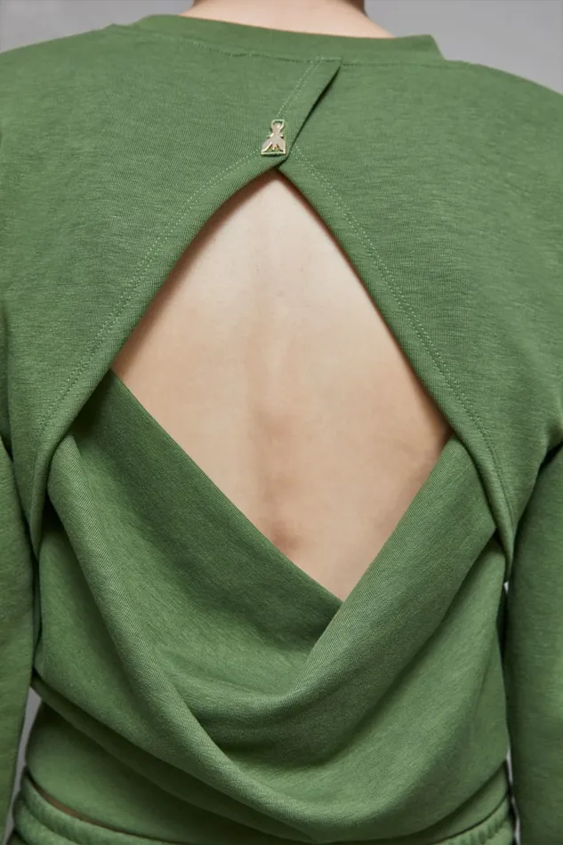Patrizia Pepe Knitwear LongSleeved Cotton Sweatshirt Green 8211 Women