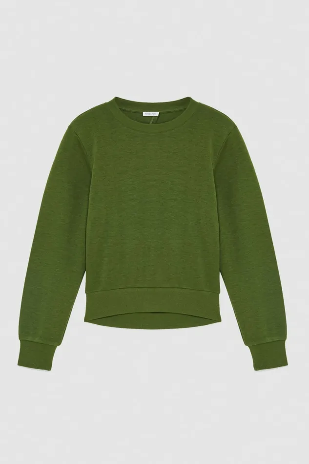 Patrizia Pepe Knitwear LongSleeved Cotton Sweatshirt Green 8211 Women
